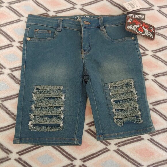 2x New Acid Wash Girls Denim Jeans Shorts Size 10 - Picture 2 of 5